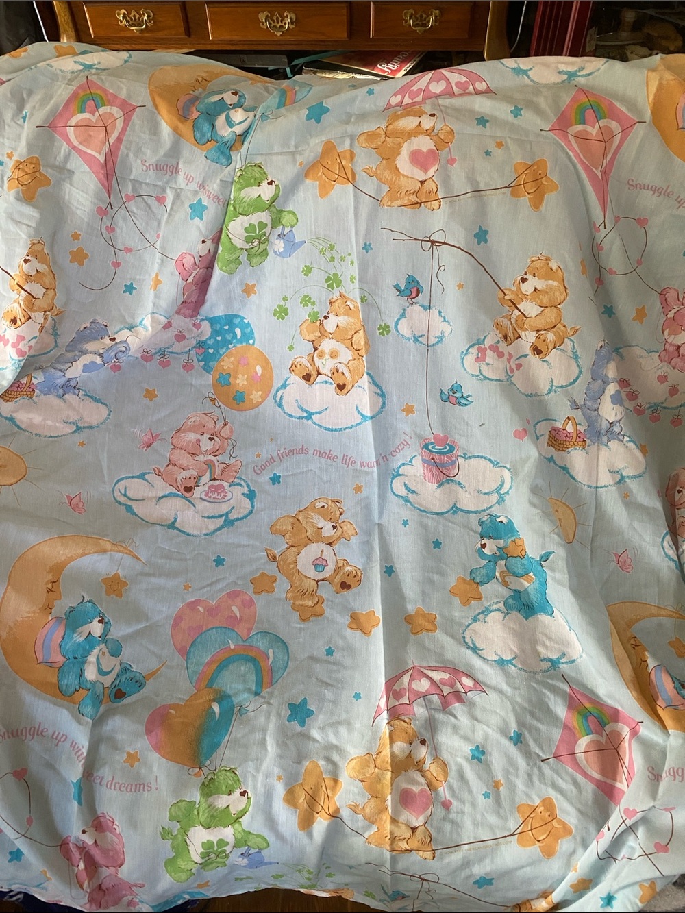 Care Bears vintage flat twin sheet made in USA vibrant colors almost new 1990 ‘s